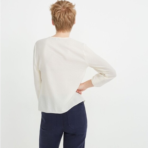 Madewell Cream V-Neck Blouse - Picture 3 of 10